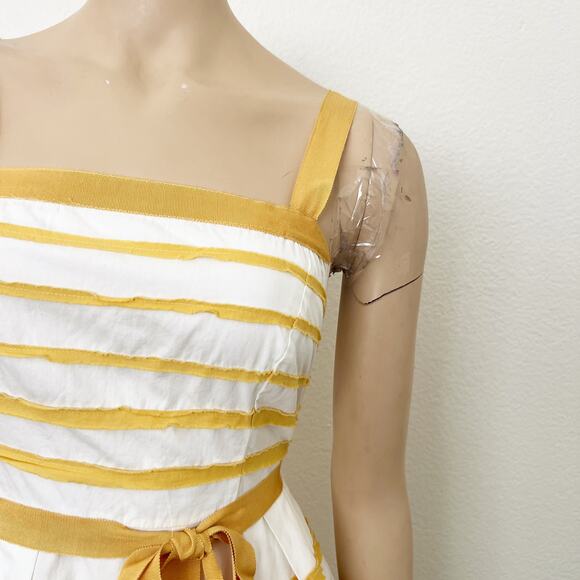 [Anthropologie] Moulinette Soeurs Golden Yellow Striped Fit & Flare Dress Size 4 - Picture 6 of 12